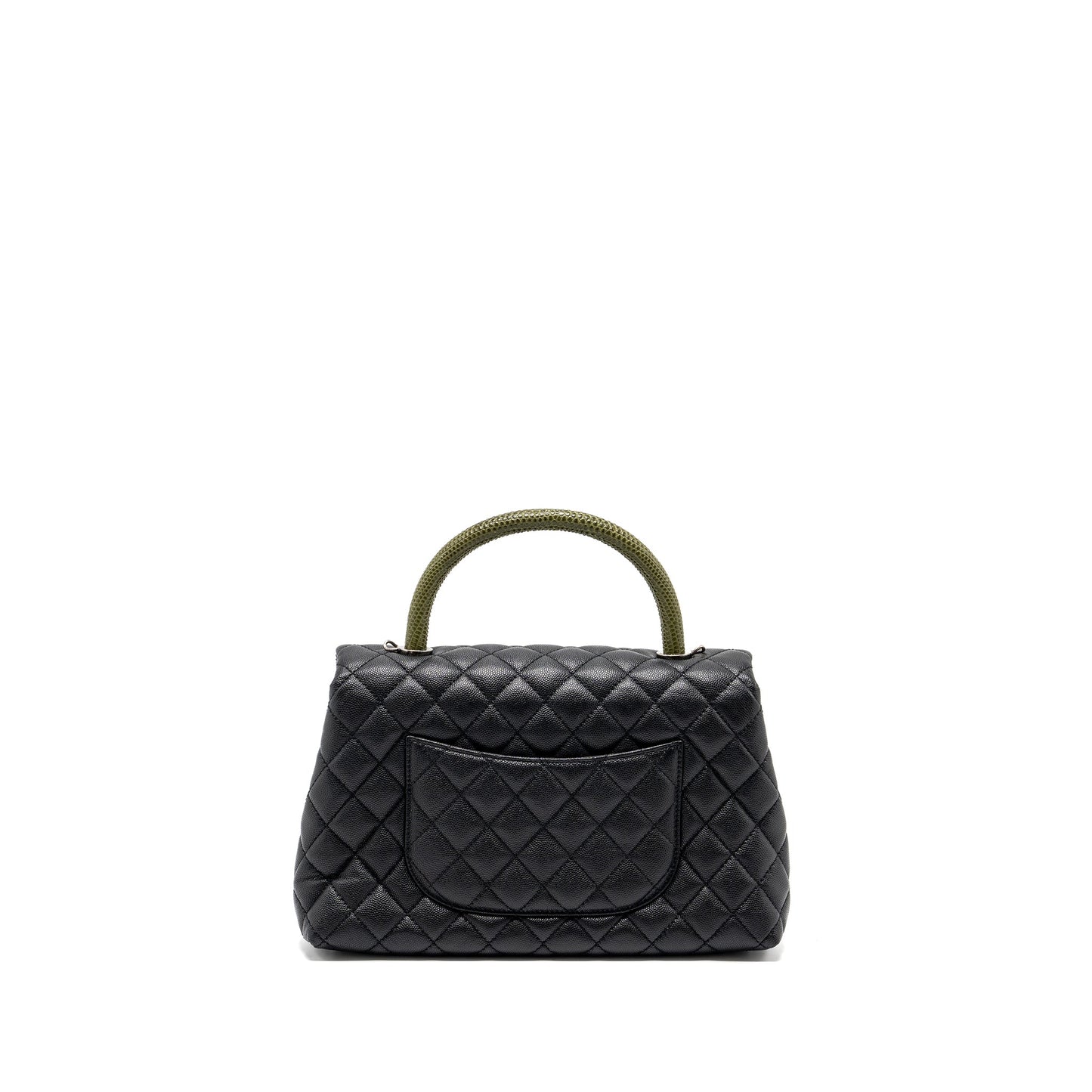 Chanel Medium Coco Handle Caviar / Lizard Handle Black Ruthenium Hardware