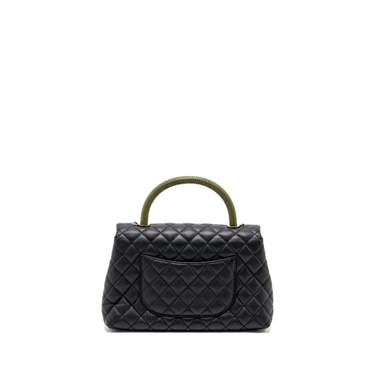 Chanel Medium Coco Handle Caviar / Lizard Handle Black Ruthenium Hardware