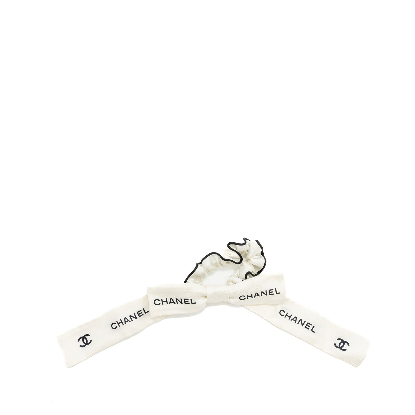 Chanel 23p Hair tie Silk Twill Black/White