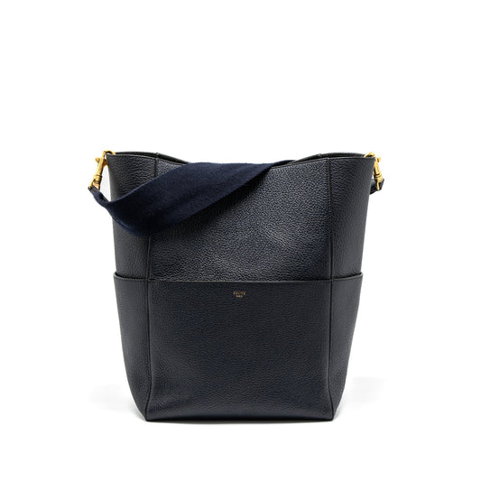 Celine Sangle Bucket Bag Calfskin Navy GHW