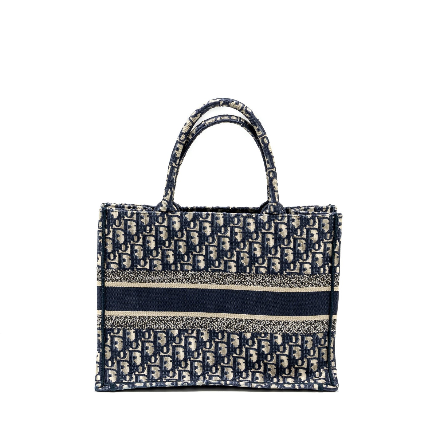 DIOR Medium Book Tote Blue Dior Oblique Embroidery