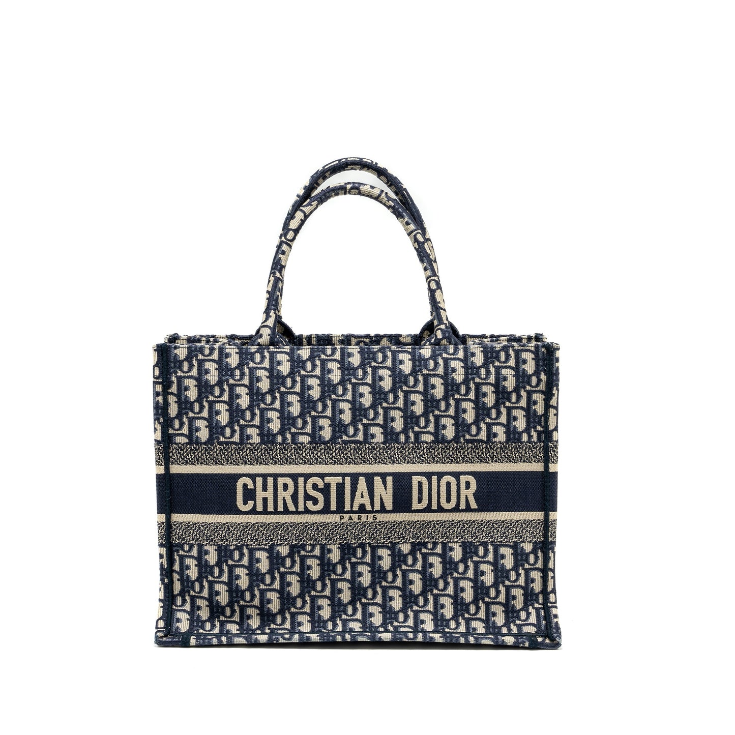 DIOR Medium Book Tote Blue Dior Oblique Embroidery