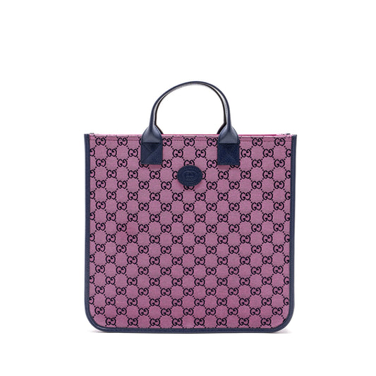 Gucci kids tote bag canvas / leather pink / dark blue