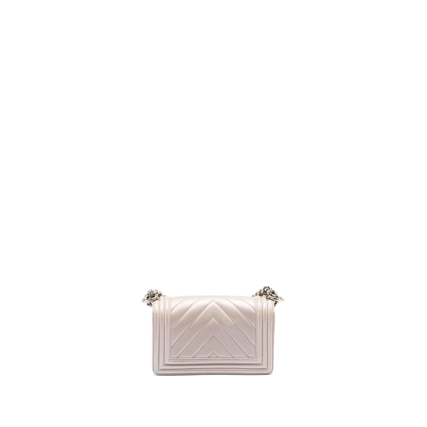 Chanel Small Chevron Boy Bag Lambskin iridescent light purple SHW