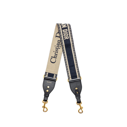 DIOR Shoulder Strap Oblique Canvas Black/Navy GHW