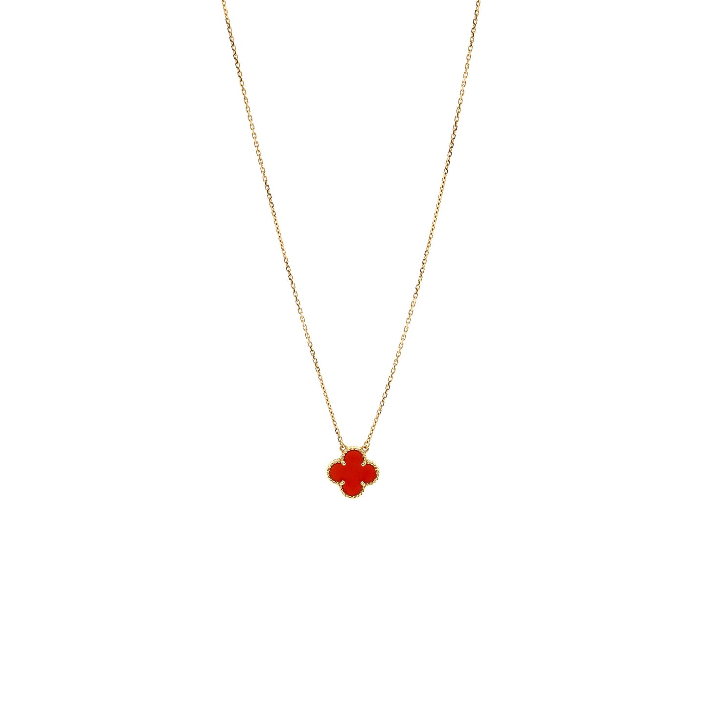 Van cleef and arpels vintage Alhambra pendant 18K yellow gold / carnelian
