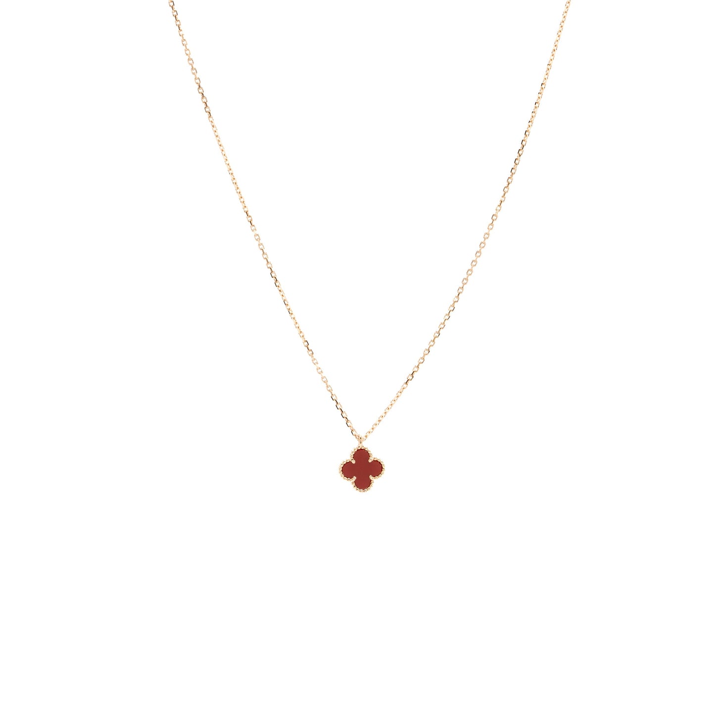 Van Cleef & Arpels Sweet Alhambra Pendant Carnelian Rose Gold