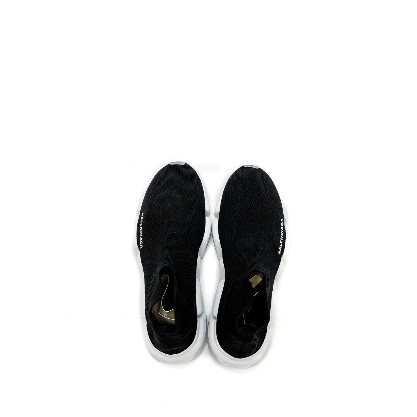 Balenciaga Size 38 Speed 2.0 Recycled Knit Sneakers Black/White