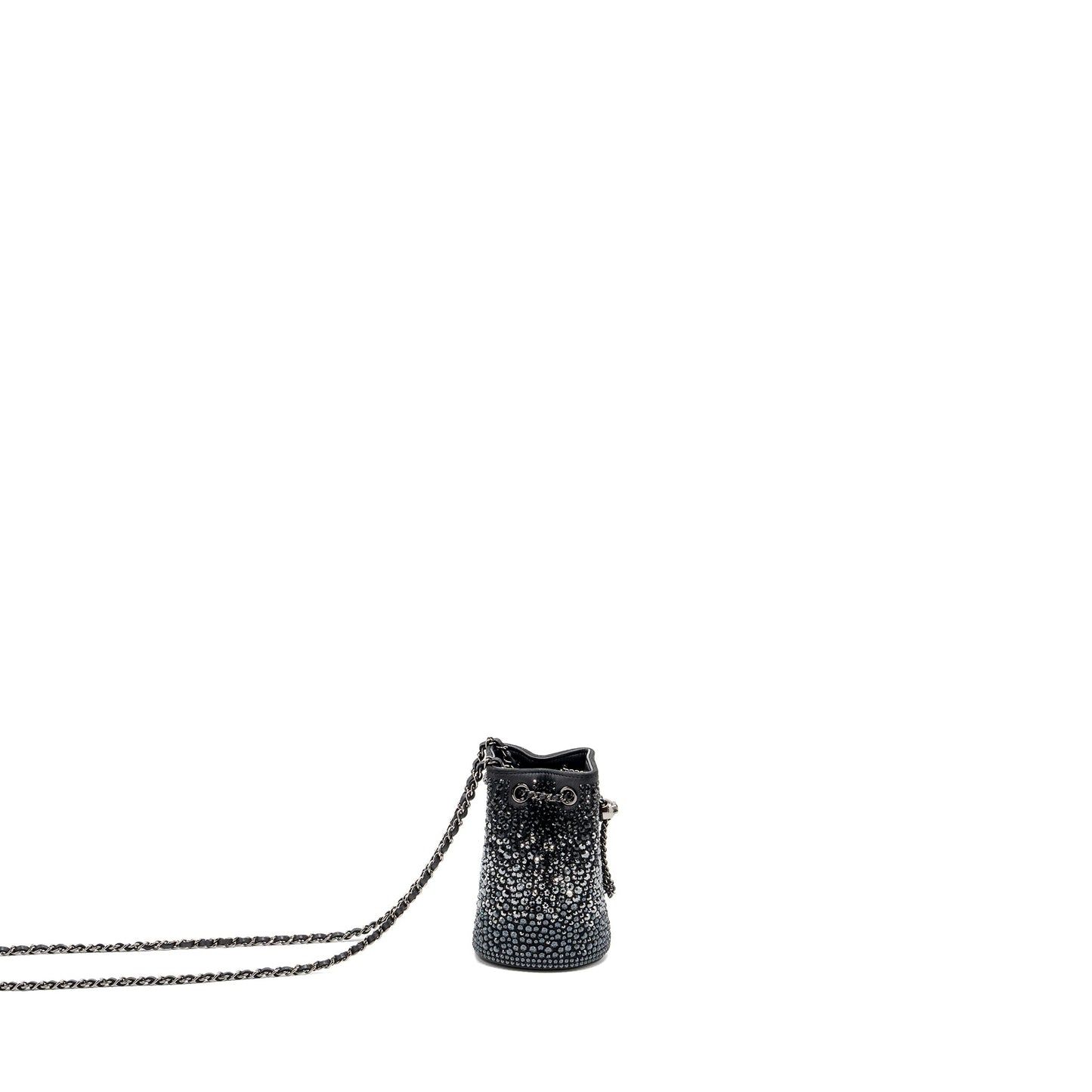 Chanel super mini Crystal studded clutch with chain lambskin black ruthenium hardware