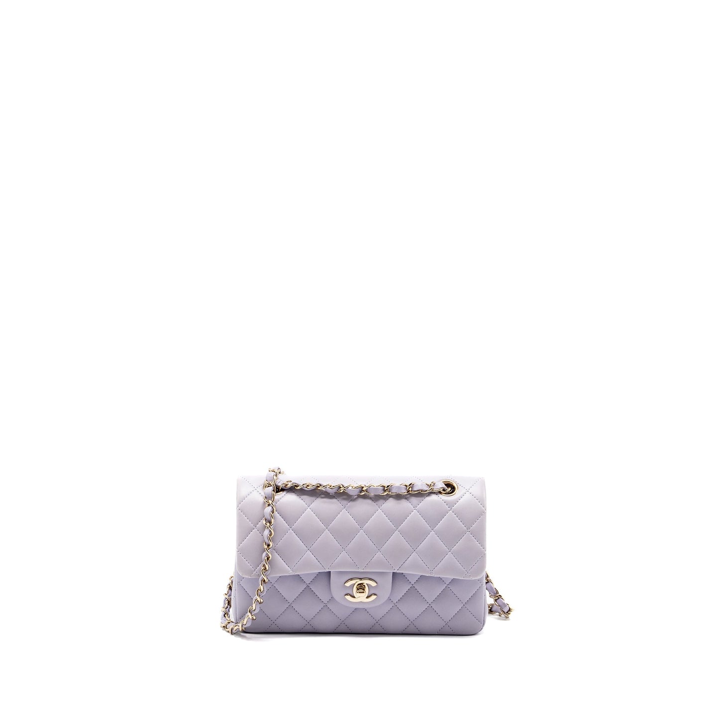 Chanel Small Classic Double Flap Bag Lambskin Light Purple LGHW(Microchip)