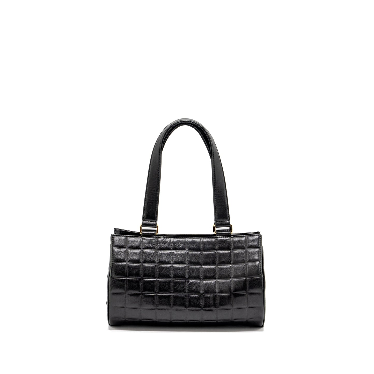 Chanel Vintage Chocolate Bar Barrel Handbag Lambskin Black GHW