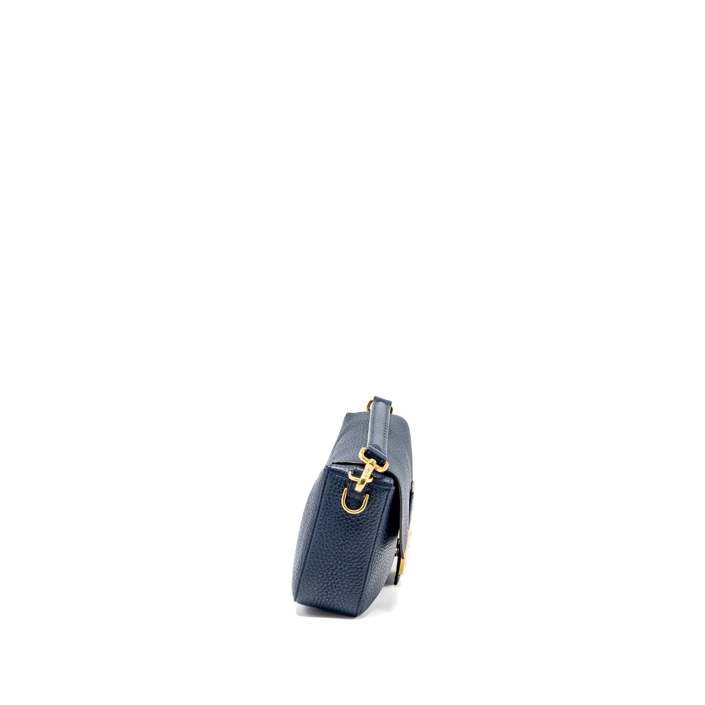 Fendi Baguette bag grained calfskin dark blue GHW