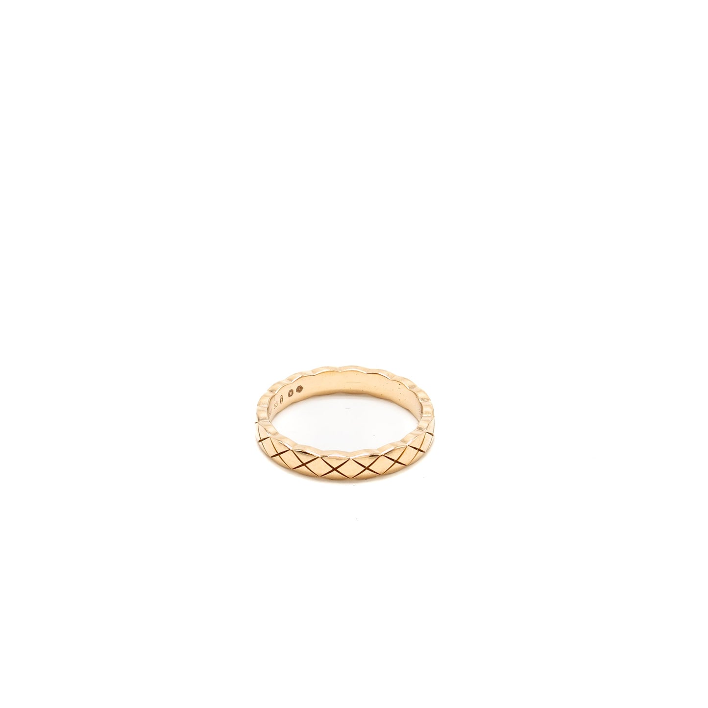 Chanel size 53 coco crush ring mini version quilted motif beige Gold
