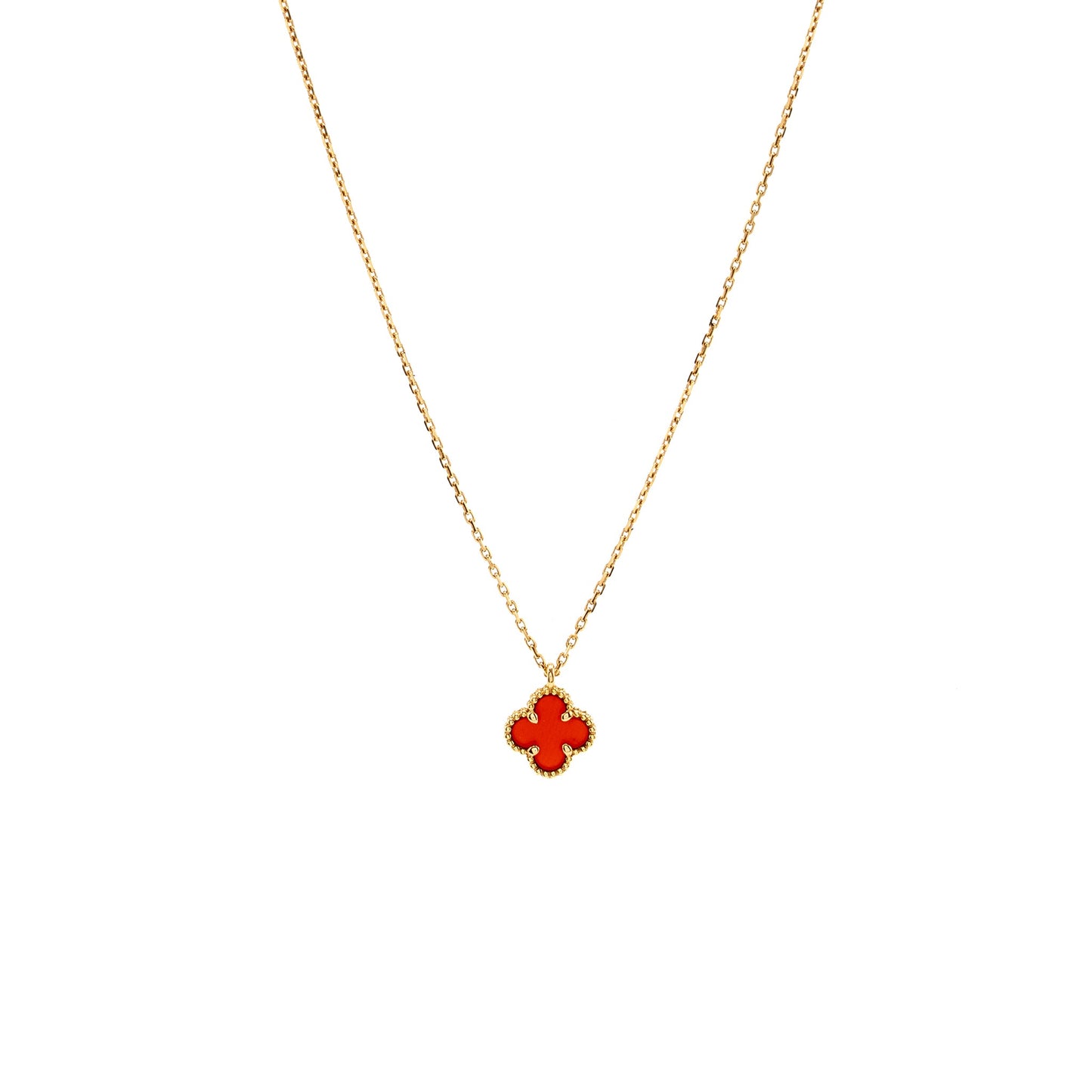 Van Cleef & Arpels Sweet Alhambra Pendant Rose Gold, Carnelian