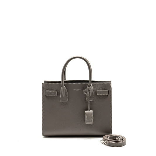 Saint Laurent/YSL Baby Sac de Jour Bag Grained Calfskin Grey SHW