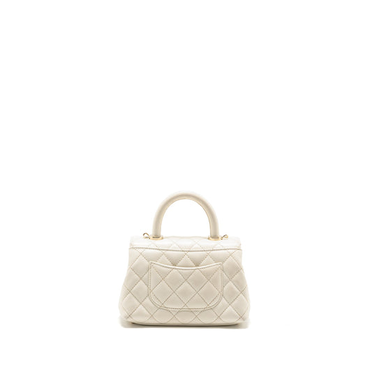 Chanel Mini Coco Handle Caviar White LGHW (microchip)