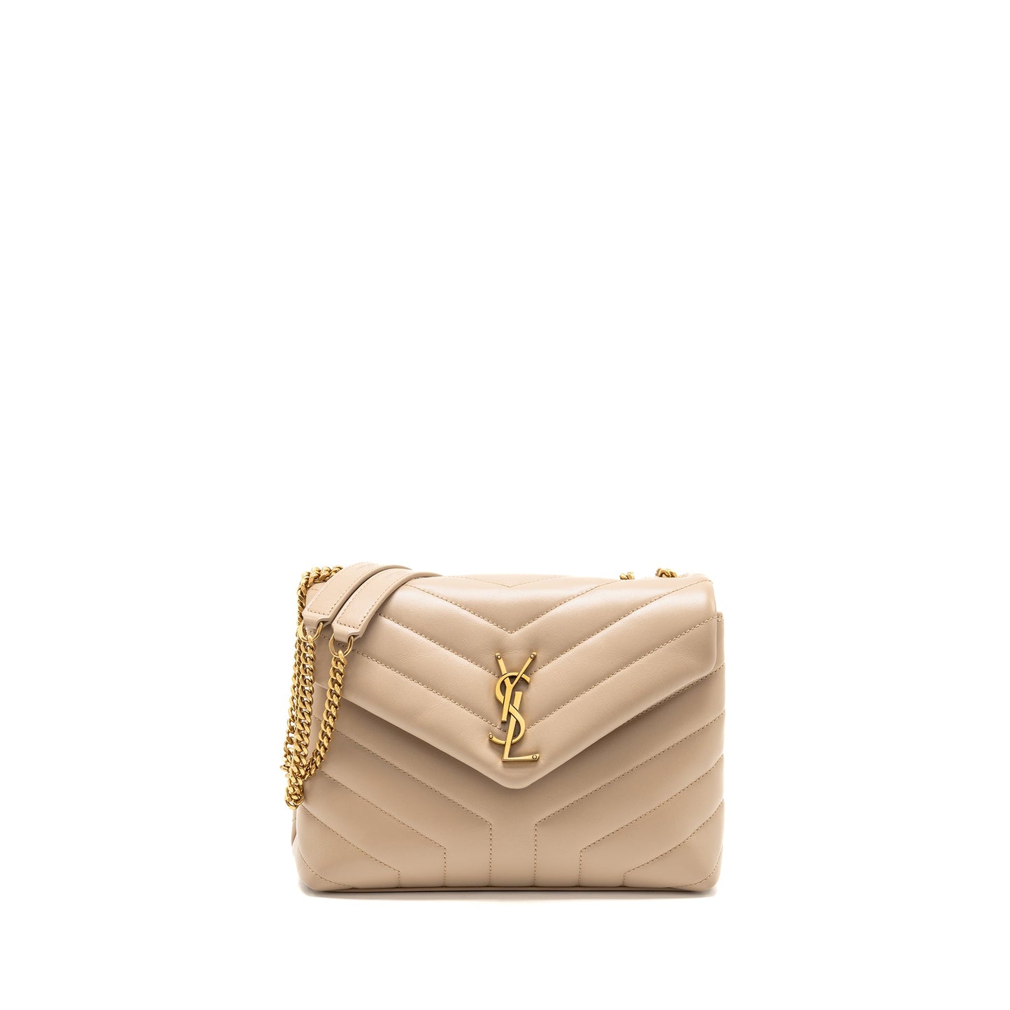 Saint Laurent / YSL Small Lou Lou Shoulder Bag Calfskin Beige GHW