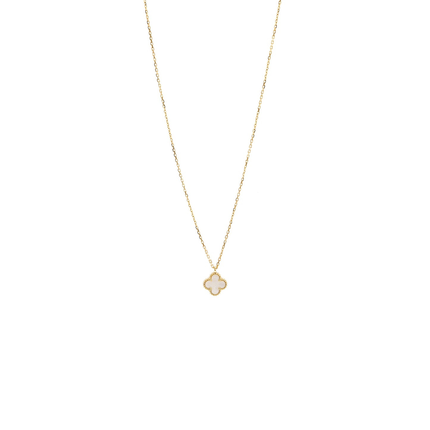 Van Cleef & Arpels Sweet Vintage Alhambra Necklace White Mother Of Pearl Yellow Gold