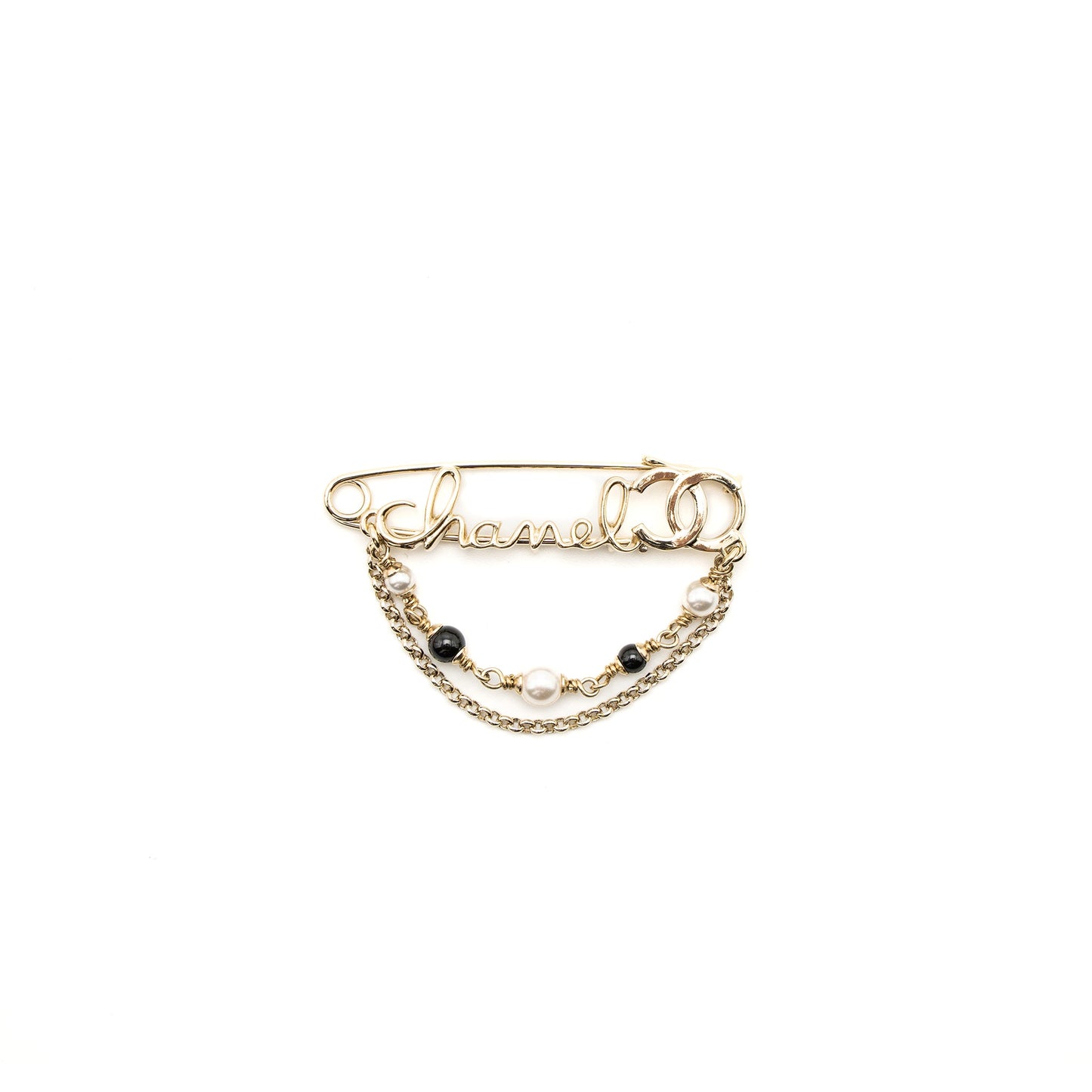 Chanel Pearl Drop Brooch Light Gold Tone