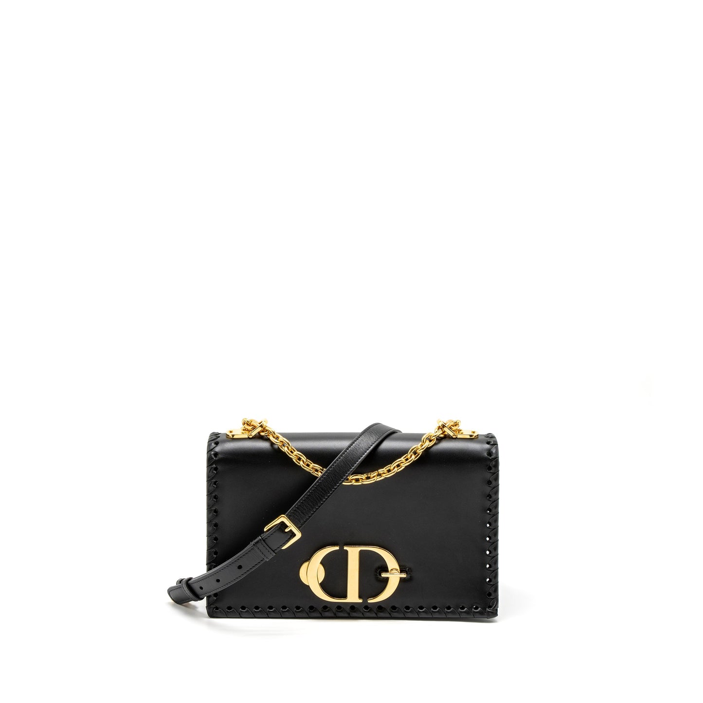 Dior 30 Montaigne Flap Bag Calfskin Black GHW