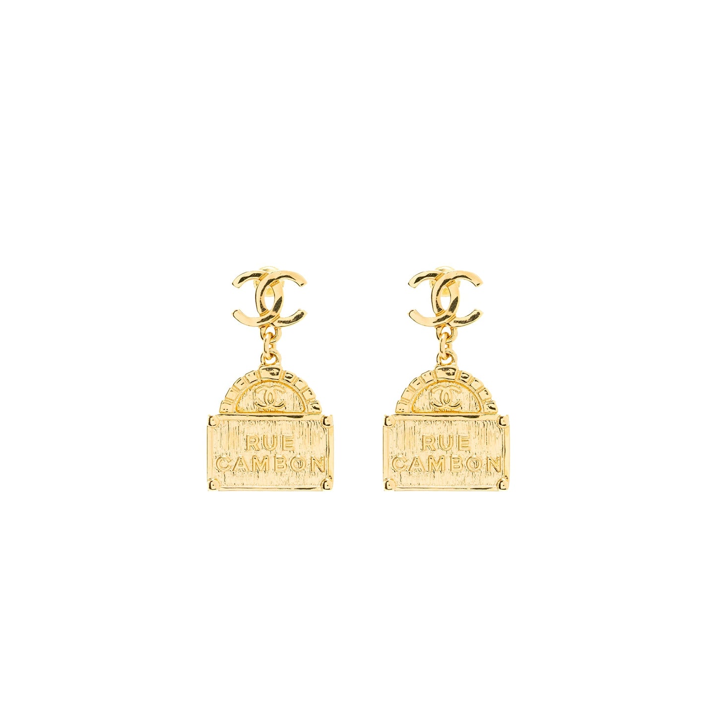 Chanel CC Logo Rue Cambo Drop Earring GHW