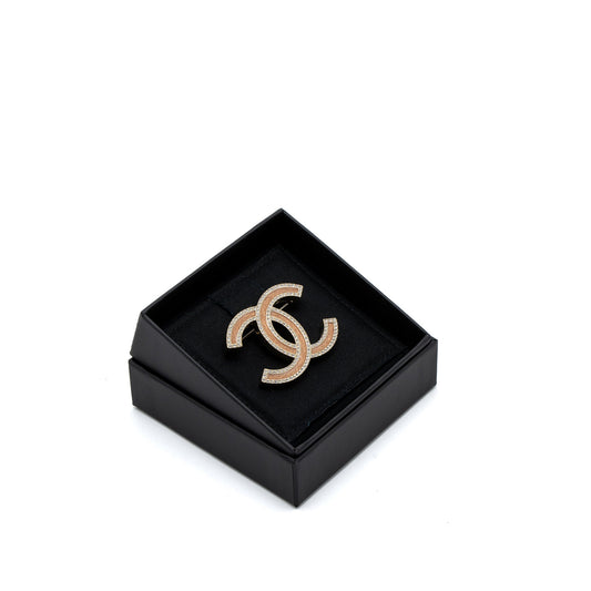 Chanel Giant CC Logo Light Pink Light Gold Tone