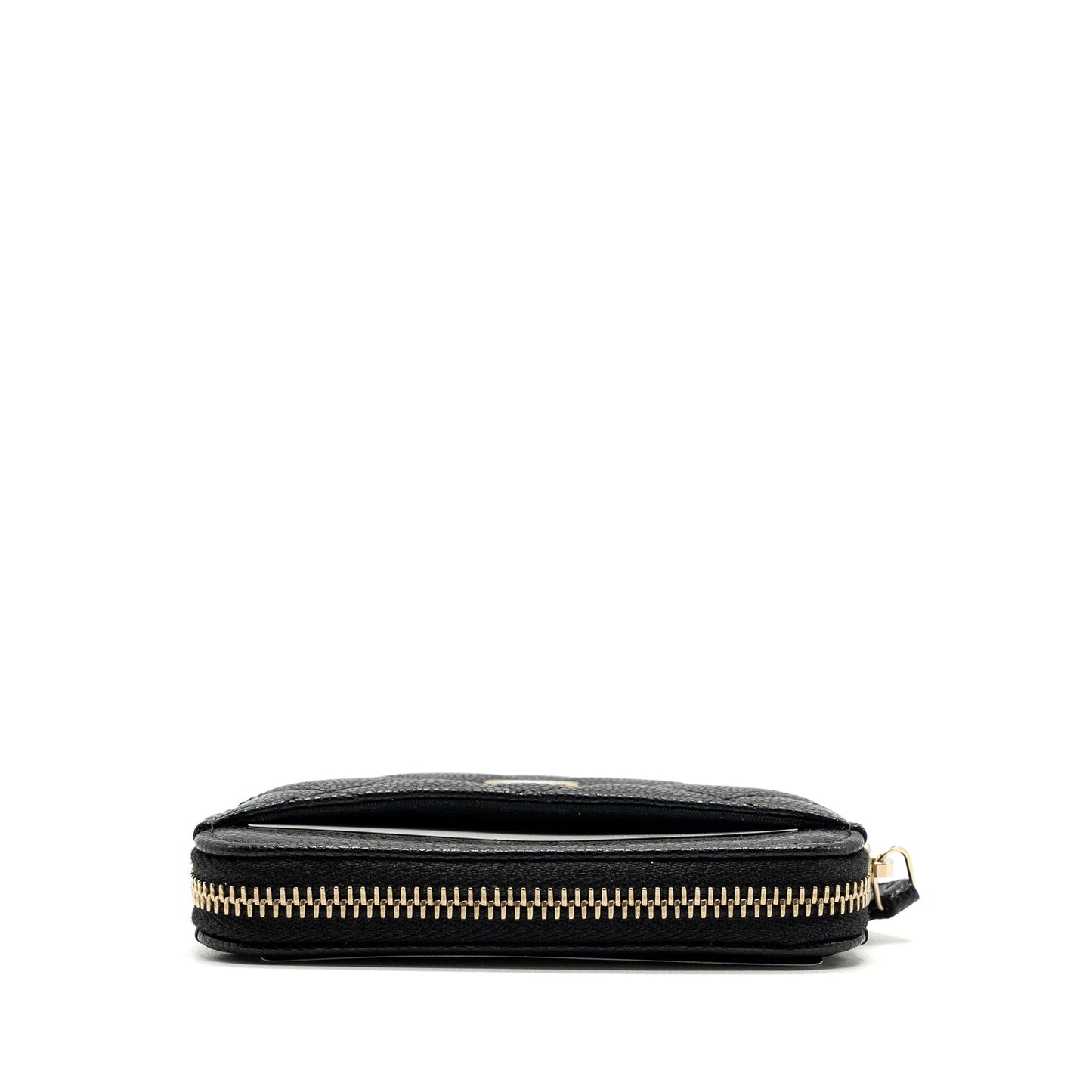 Chanel square zipper pouch card holder caviar black LGHW (Microchip)