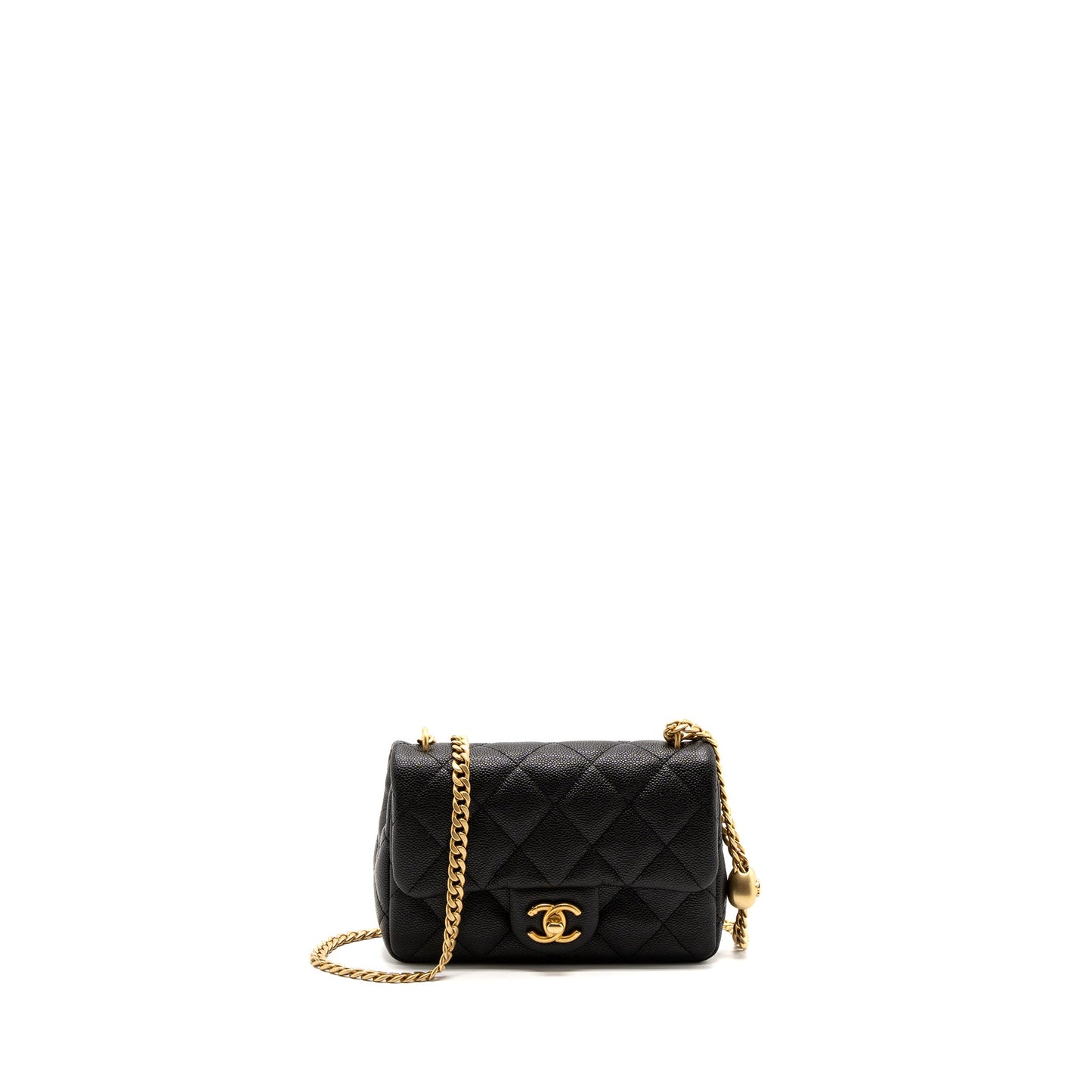 Chanel 23P mini Coco Love Flap Bag Caviar Black Brushed GHW(Microchip)