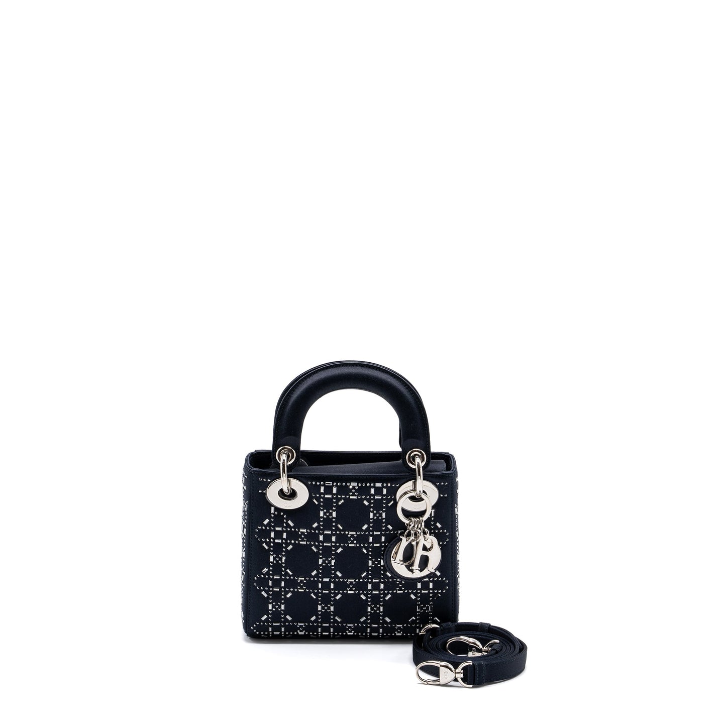Dior Mini Lady Dior Satin Crystal Dark Blue SHW