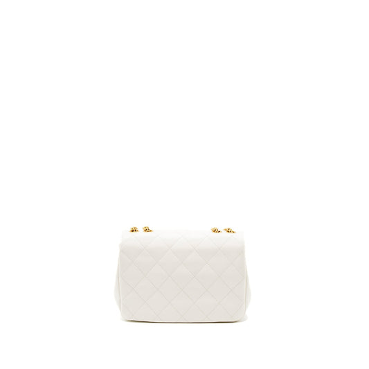 Chanel Flap Bag with Detailed CC Logo Calfskin White Brushed GHW
