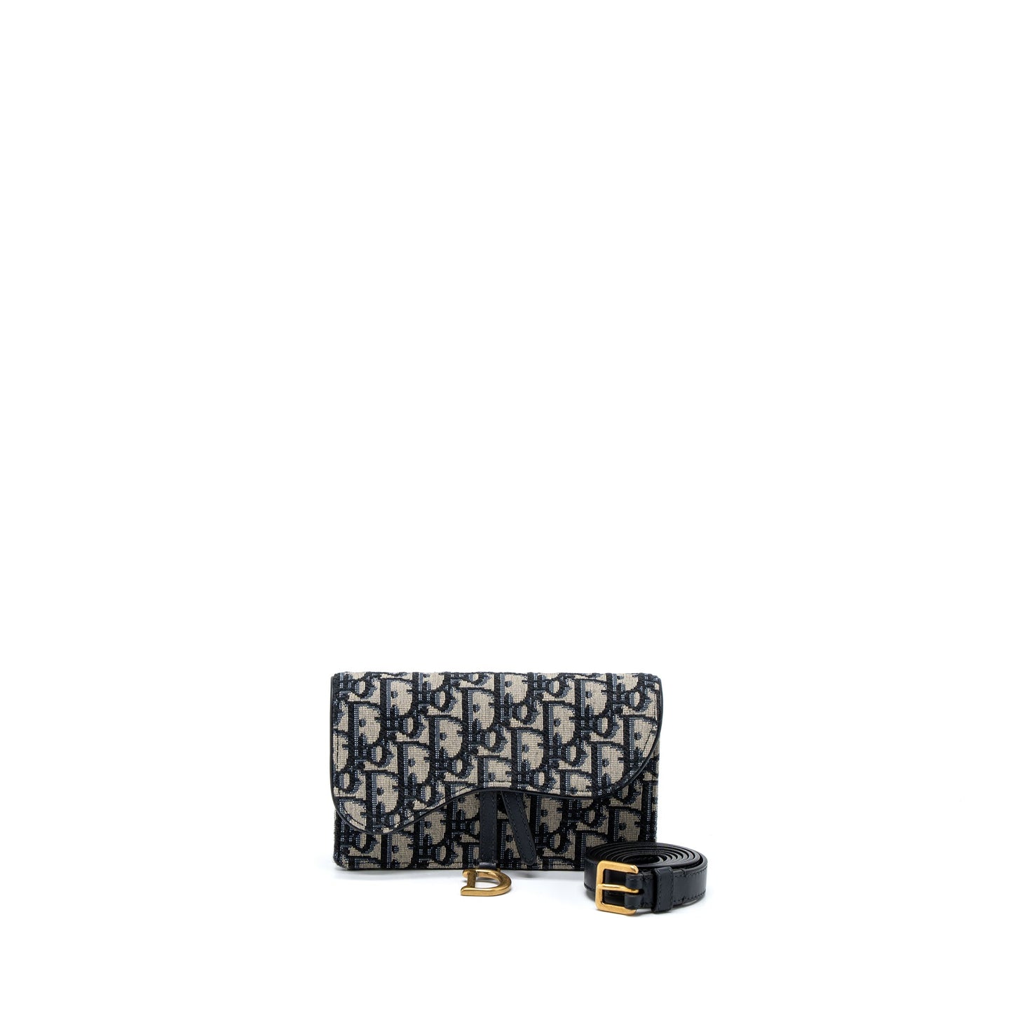 Dior Saddle Belt Pouch Blue Oblique Jacquard Canvas GHW