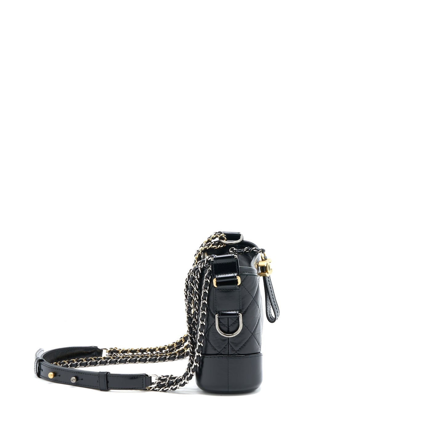 Chanel Small Gabrielle Hobo Bag Aged Calfskin Black Multicolour Hardware