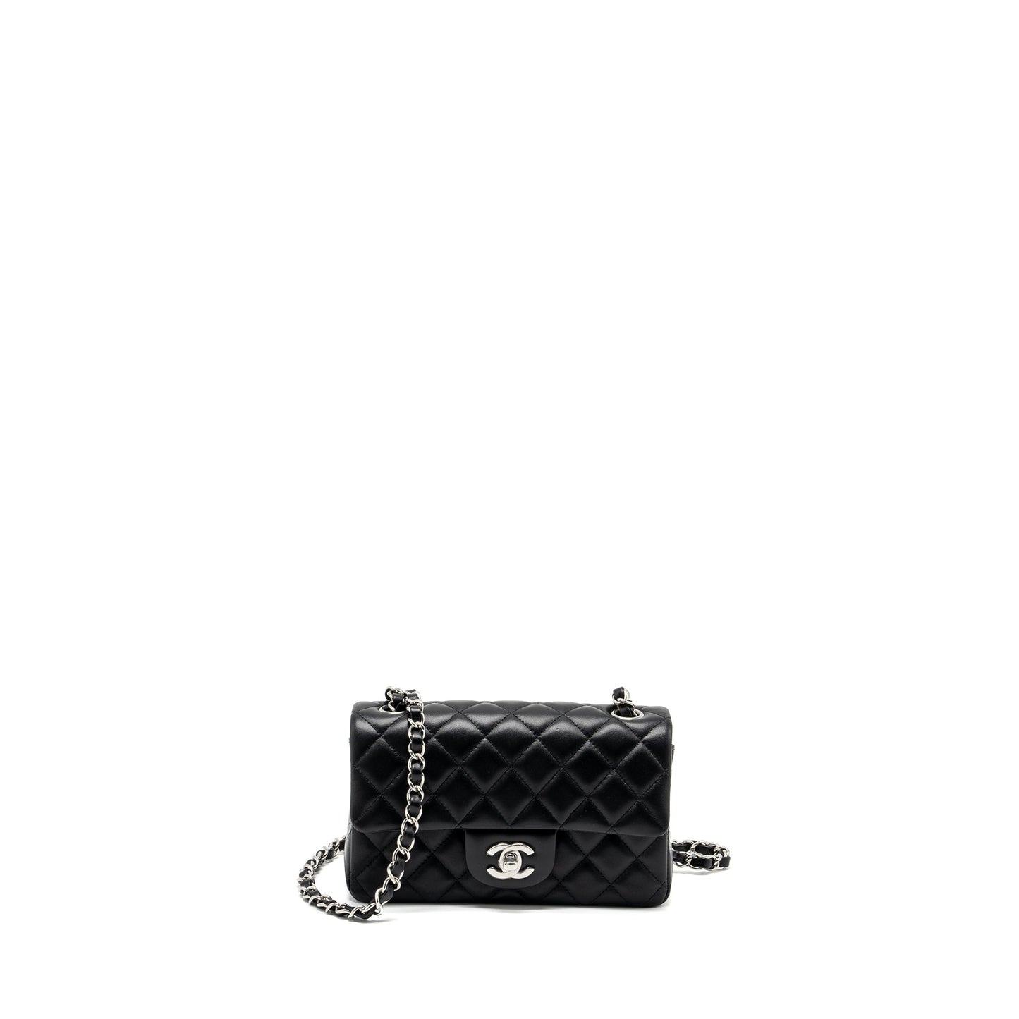 Chanel Mini Rectangular flap bag lambskin black SHW (microchip)
