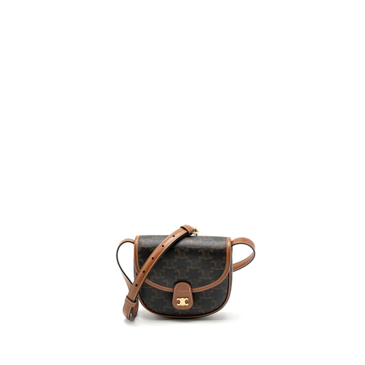 Celine Mini Besace in Triomphe Canvas/Calfskin Tan GHW