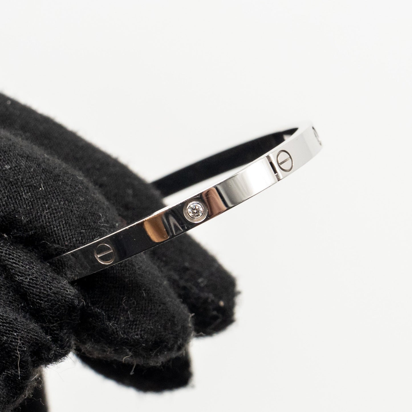 Cartier Size 15 Love Bracelet Small Model, White Gold 6 Diamonds