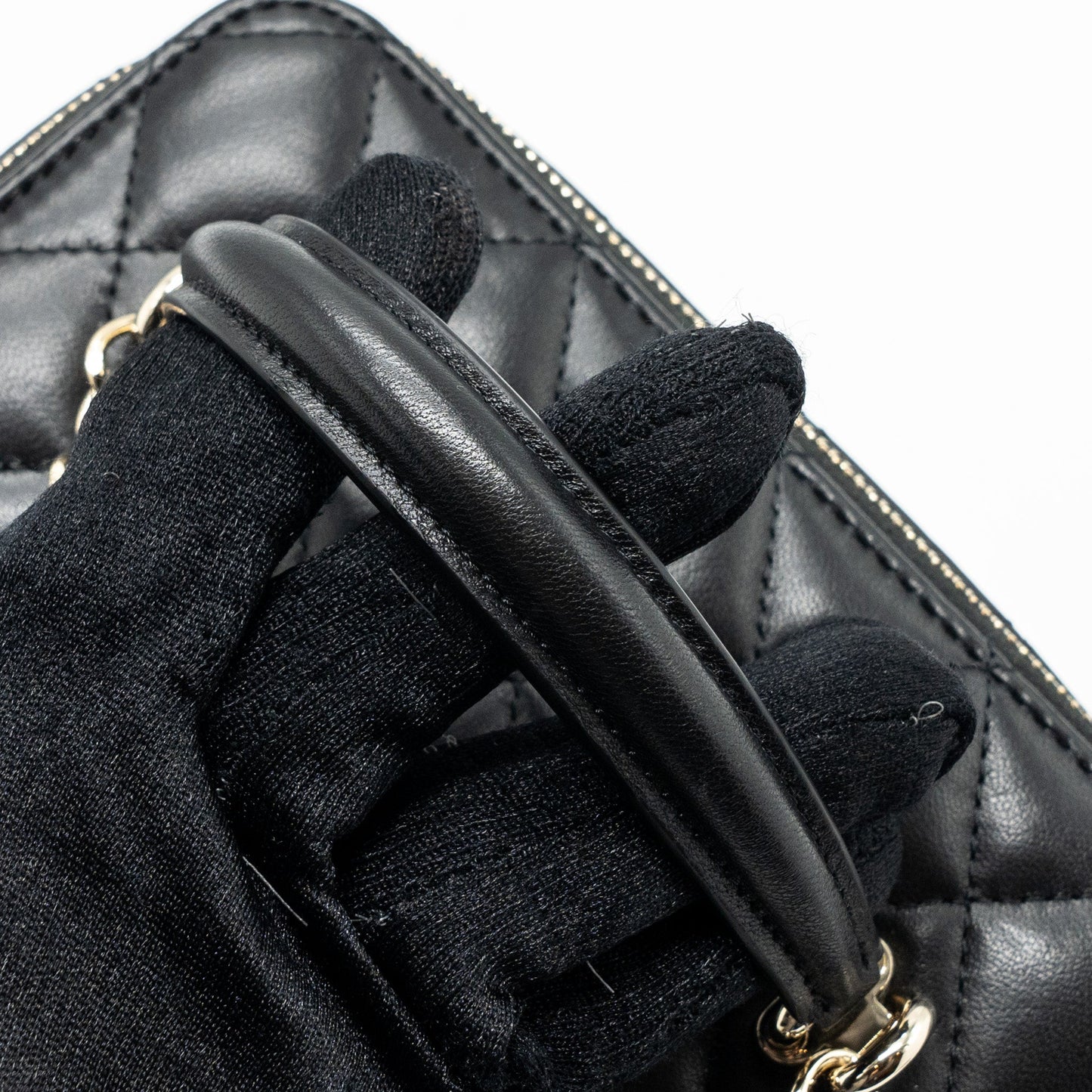 Chanel Top Handle Long Vanity With Chain Lambskin Black LGHW(Microchip)