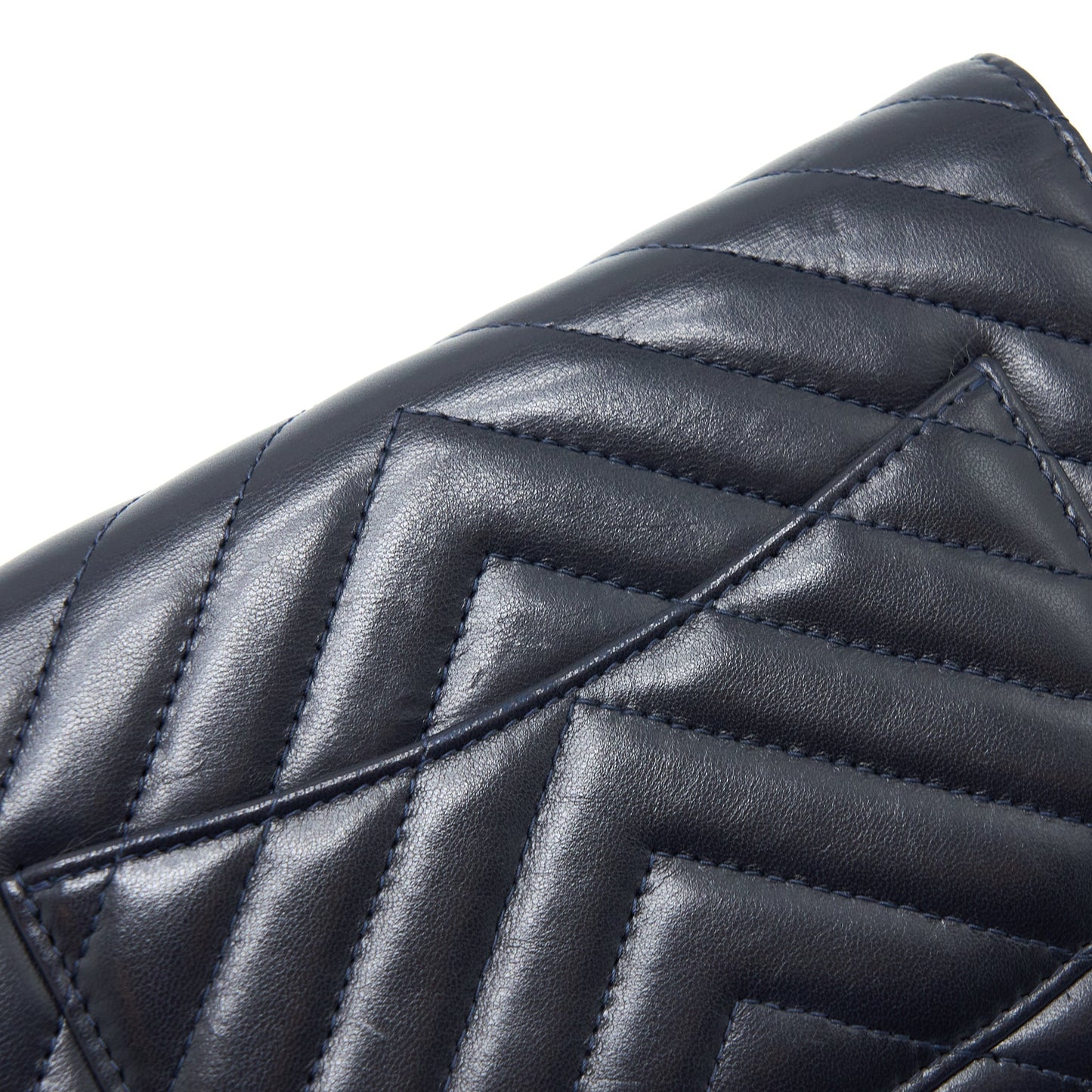Chanel Wallet On Chain Chevron Lambskin Navy SHW