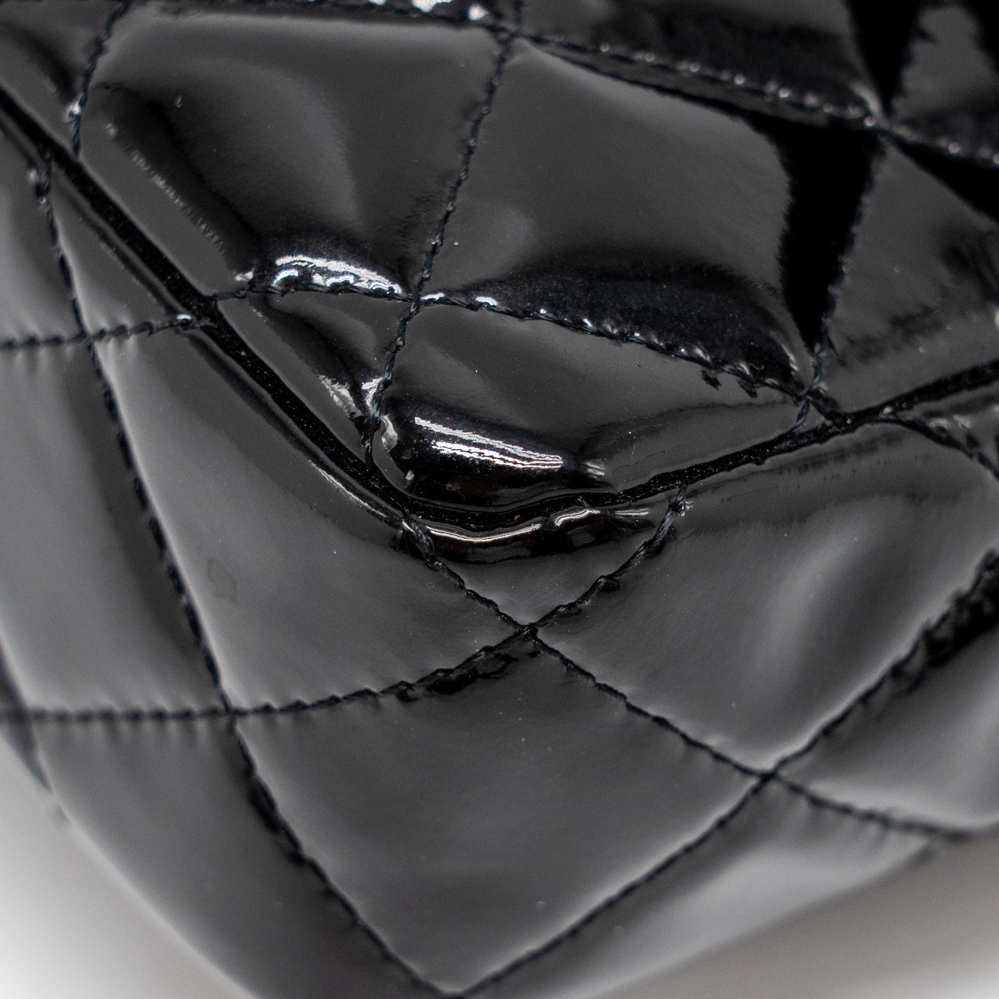 Chanel East West Flap Shoulder Bag Patent Leather Black SHW
