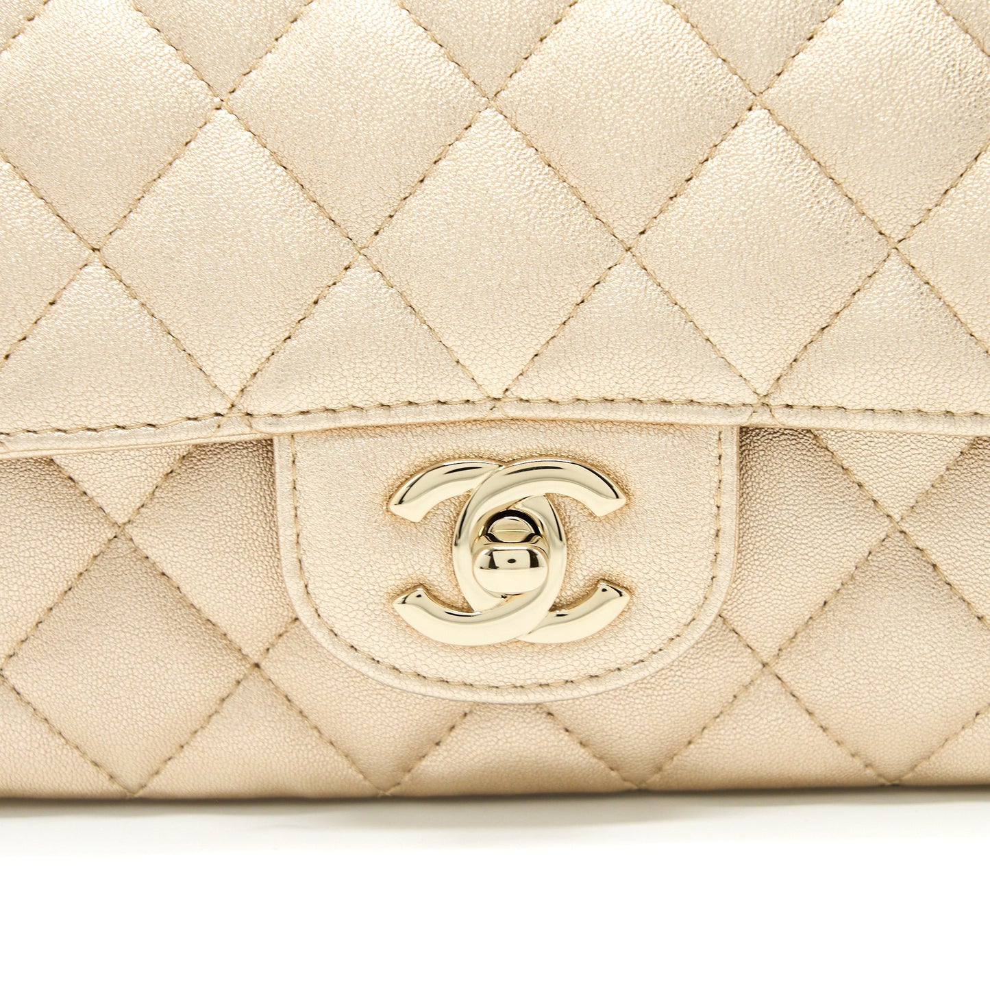 Chanel 21P Mini Rectangular Flap Bag Grained Lambskin Gold LGHW