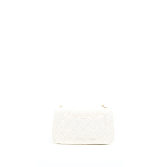 Chanel Pearl Crush Mini Rectangular Lambskin White GHW (Microchip)