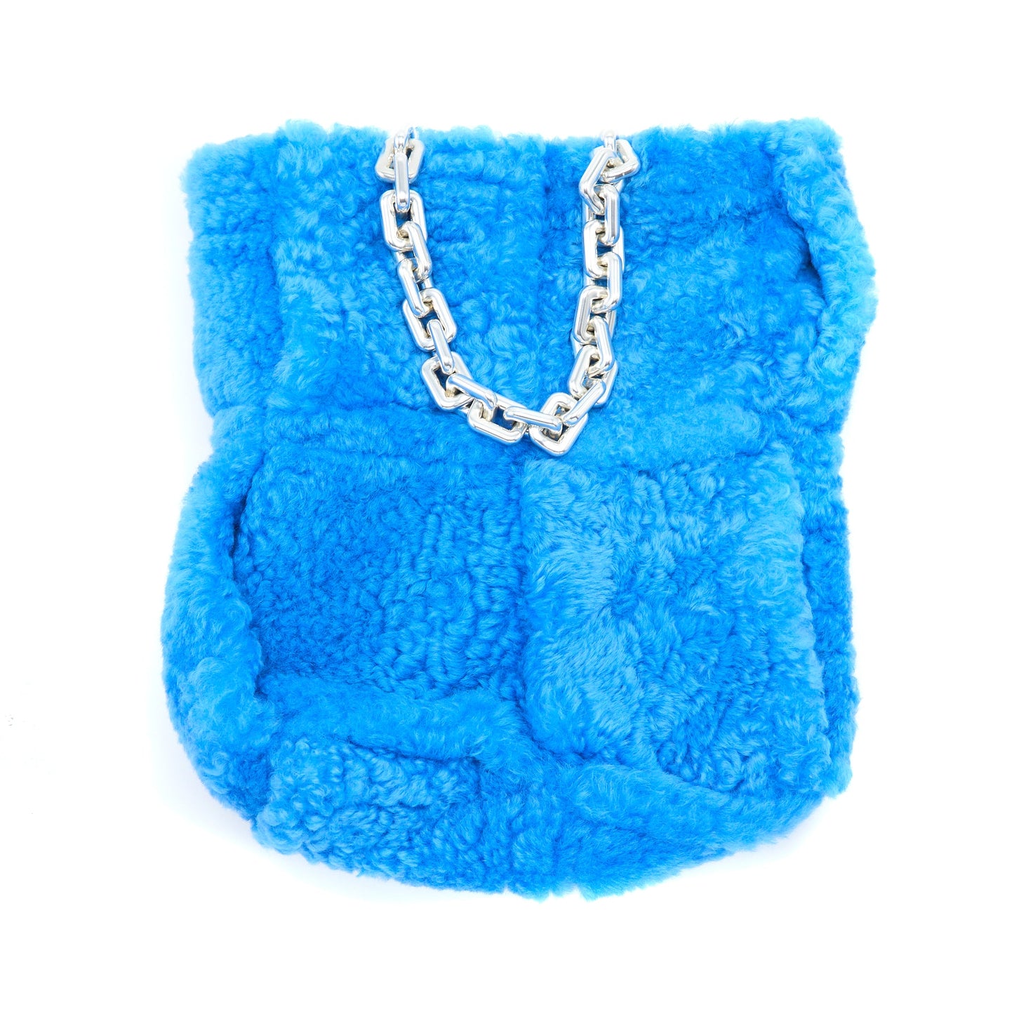 Bottega Veneta Fur Bag with Chain Shearling/Lambskin Blue SHW