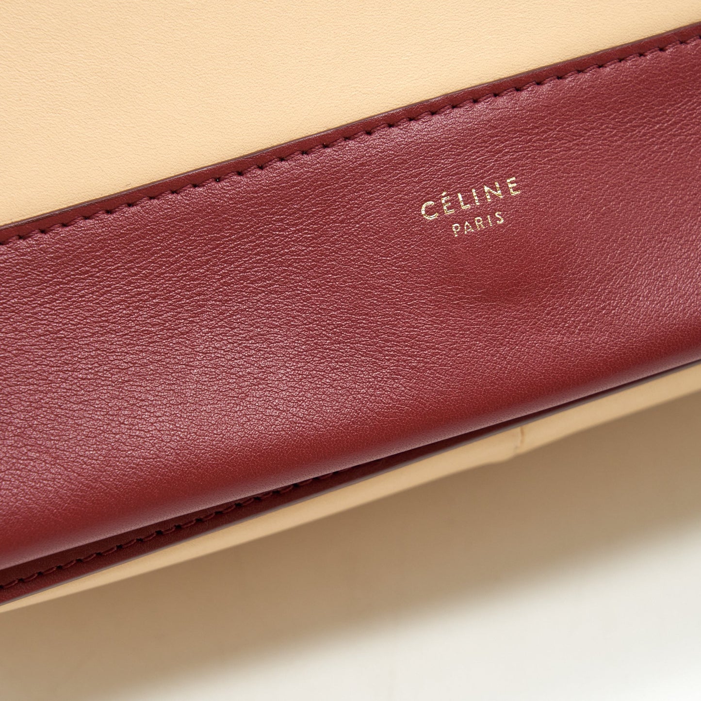 Celine Frame Bag Dark Red/Light Beige GHW