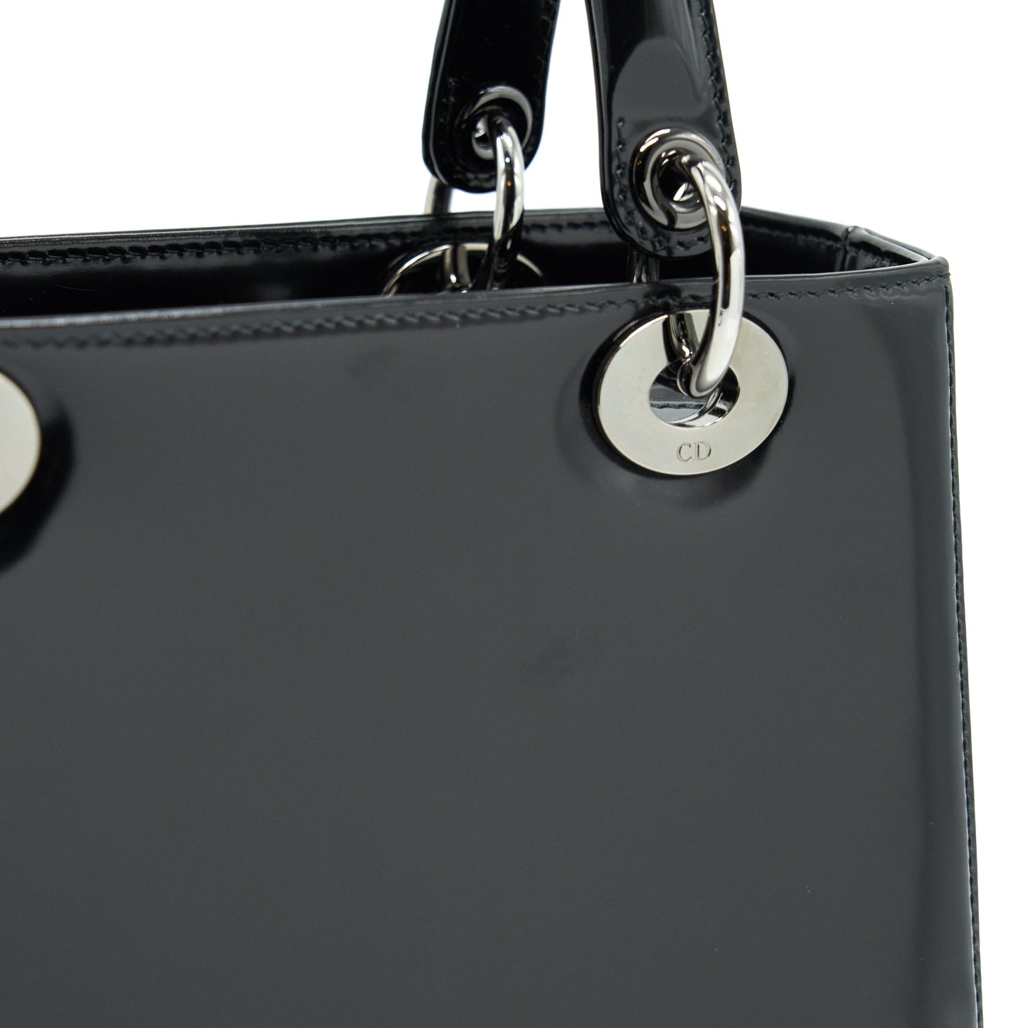 CHRISTIAN DIOR MEDIUM LADY DIOR CALFSKIN IN BLACK BHW