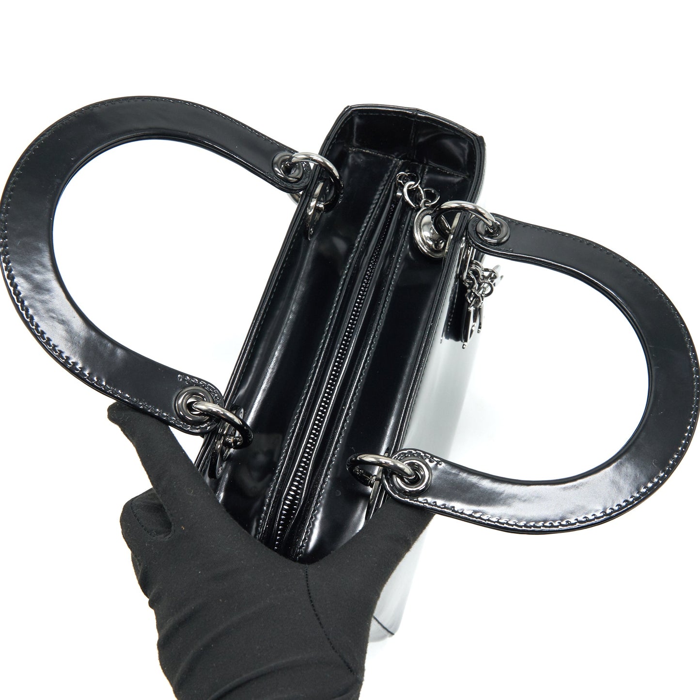 CHRISTIAN DIOR MEDIUM LADY DIOR CALFSKIN IN BLACK BHW
