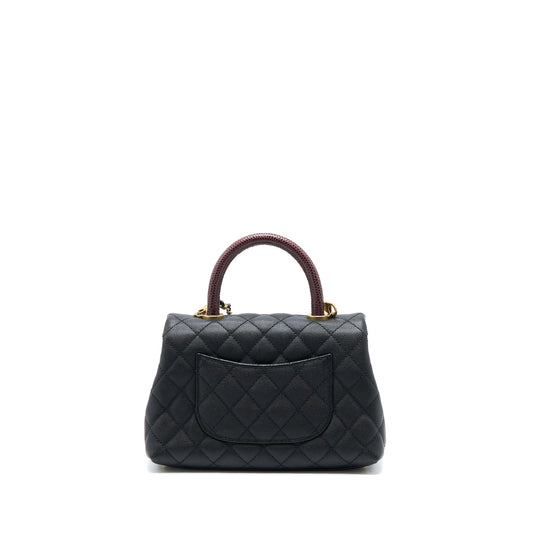 Chanel Small Coco Handle Caviar With Lizard Handle Black GHW