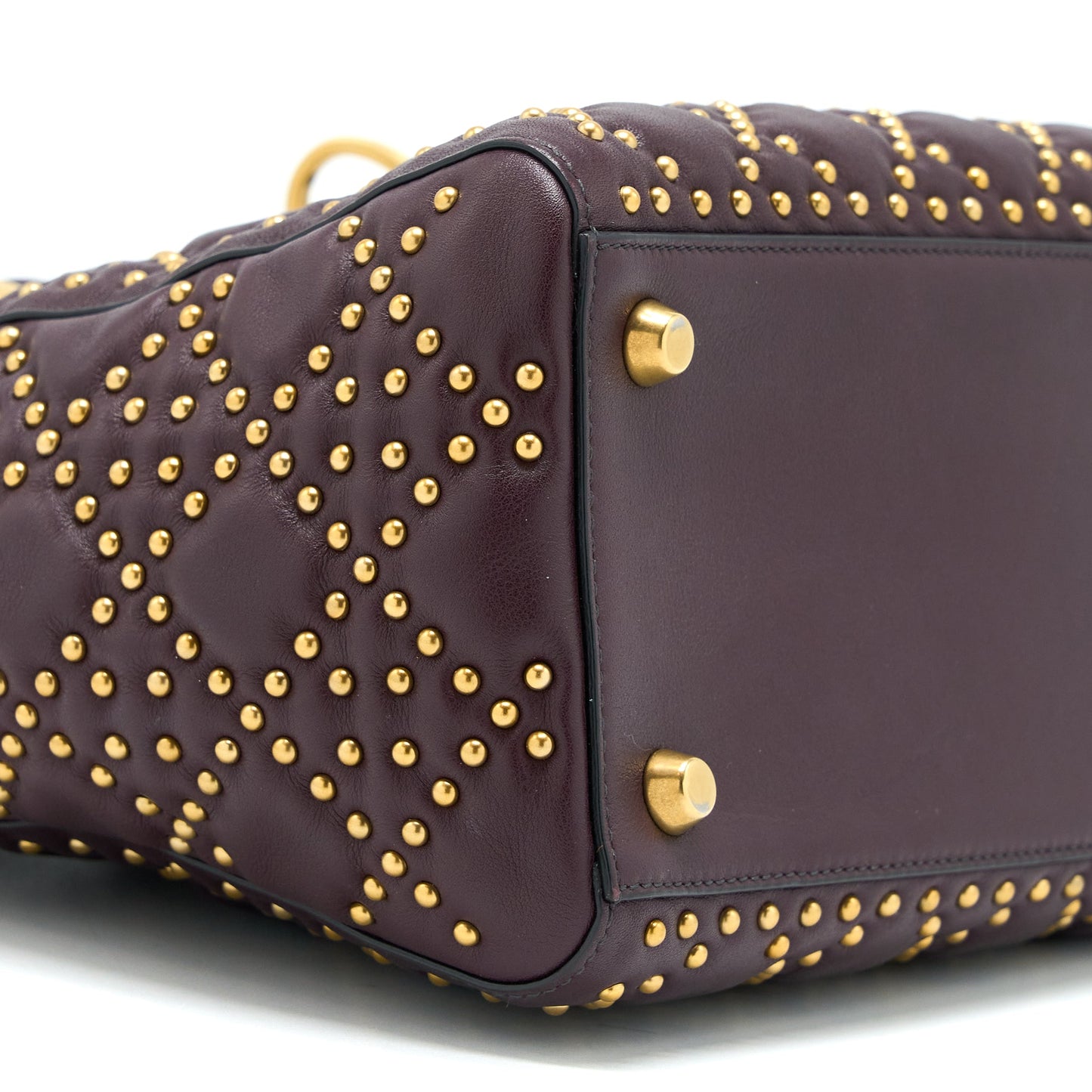 Dior Medium Lady Dior Rock-Stud Calfskin Dark Red GHW