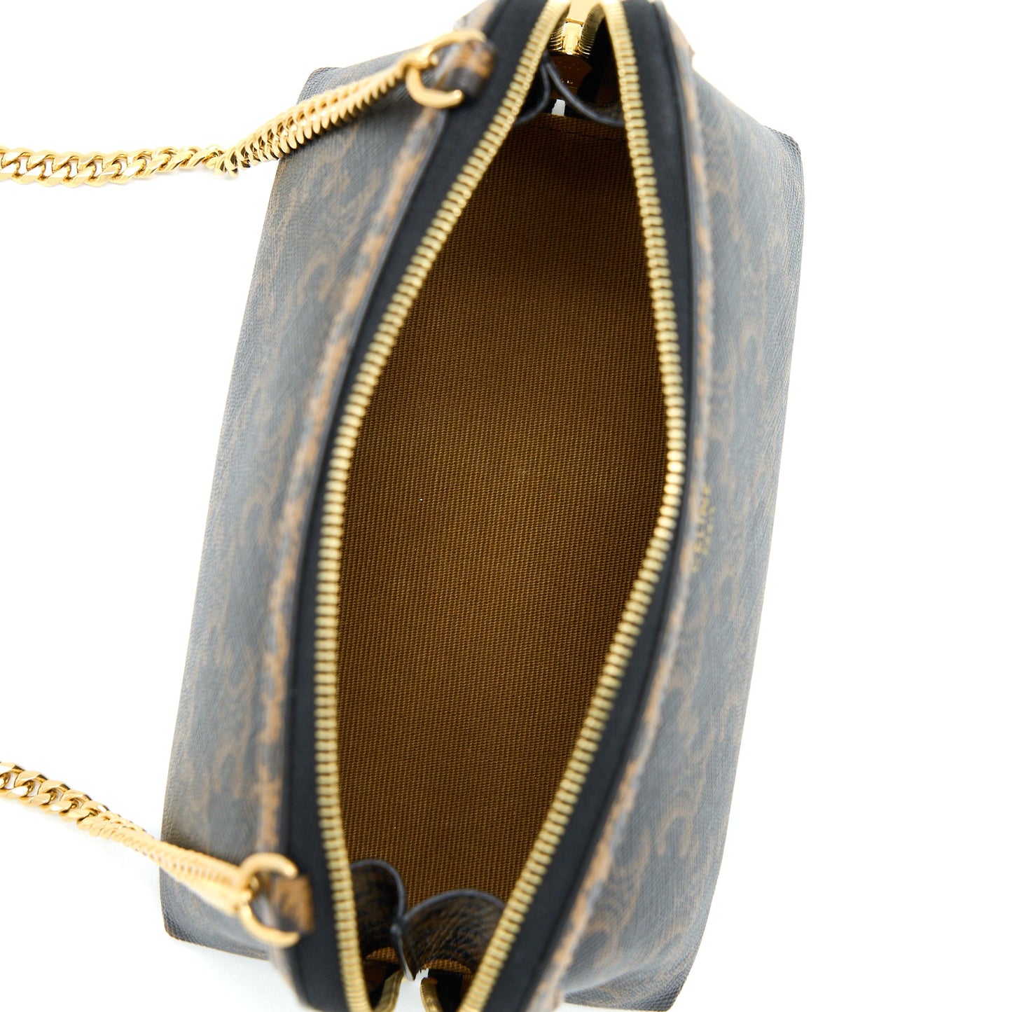 Celine Clutch With Chain Triomphe Canvas Limited Edge Print GHW