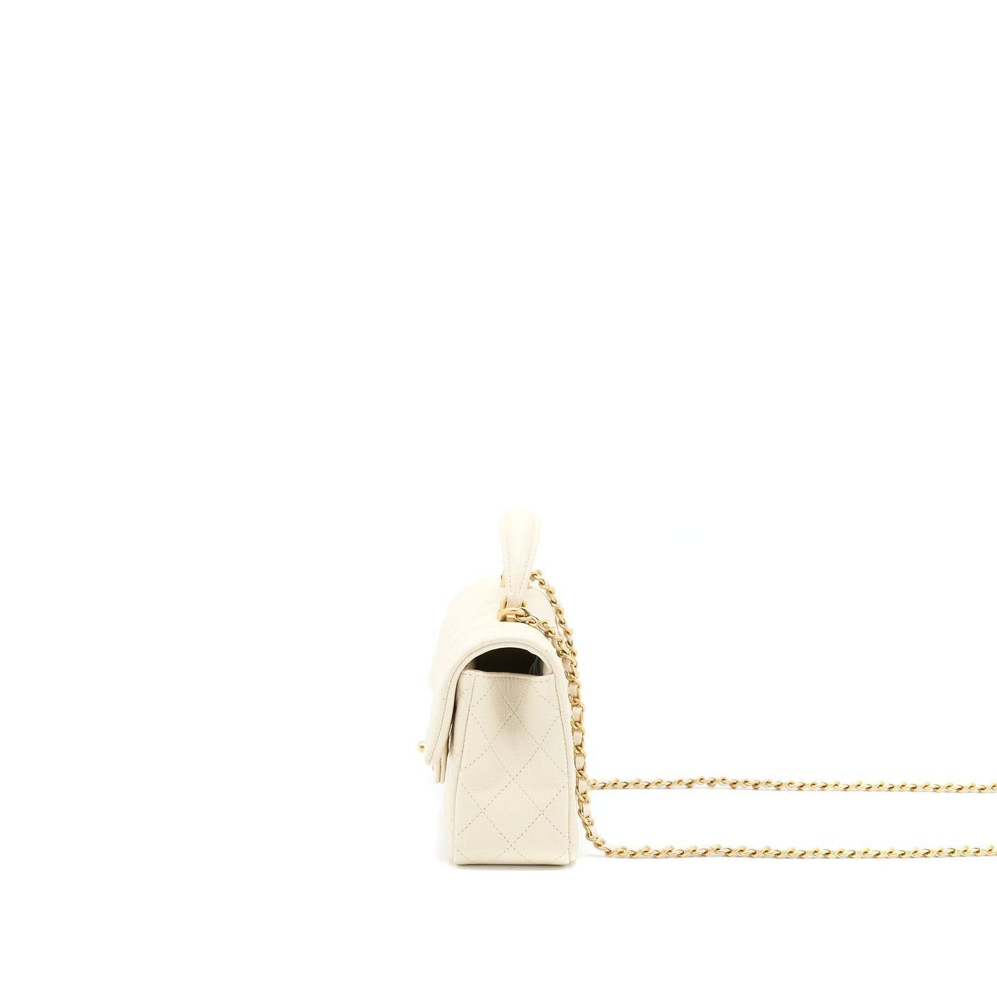 Chanel Top Handle Mini Rectangular Grained Calfskin Light Beige Brushed GHW