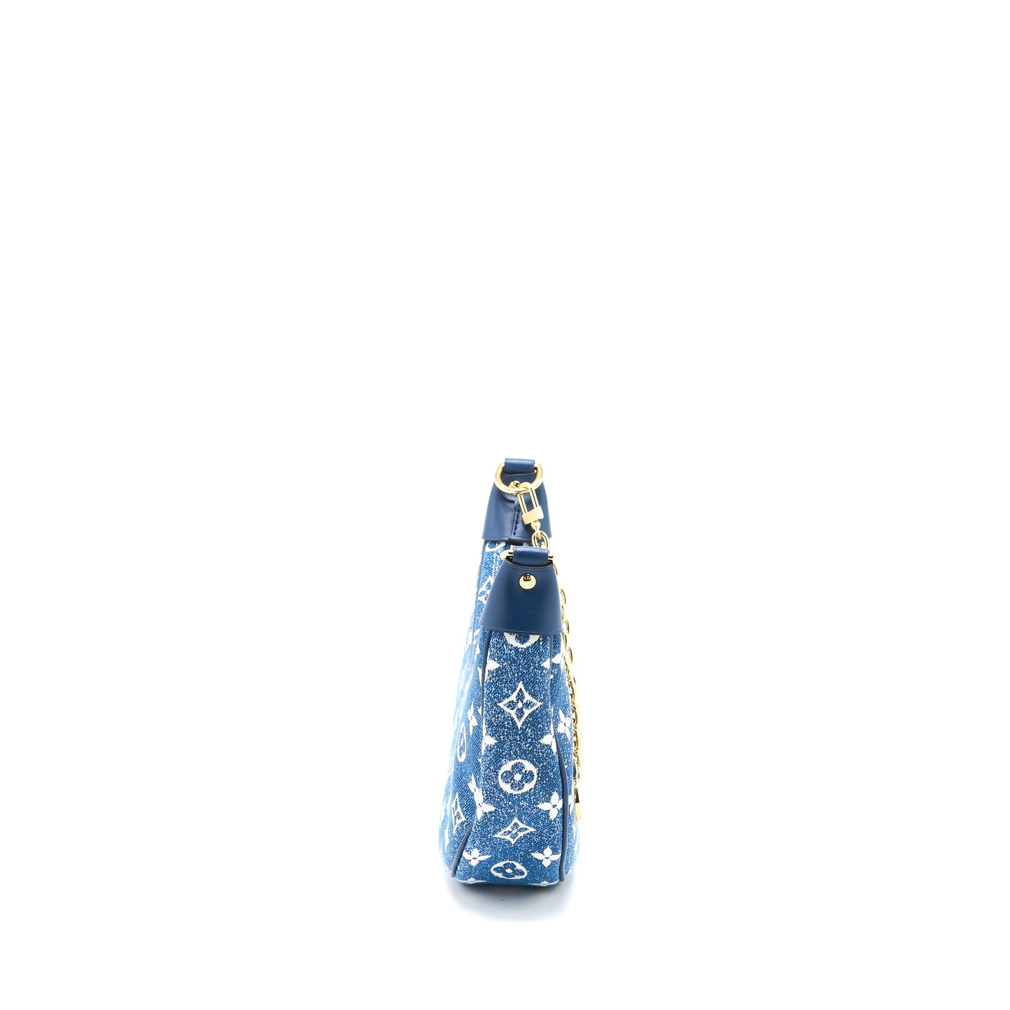 Louis Vuitton Half-Moon Loop Baguette Handbag Denim Blue GHW (New Version)