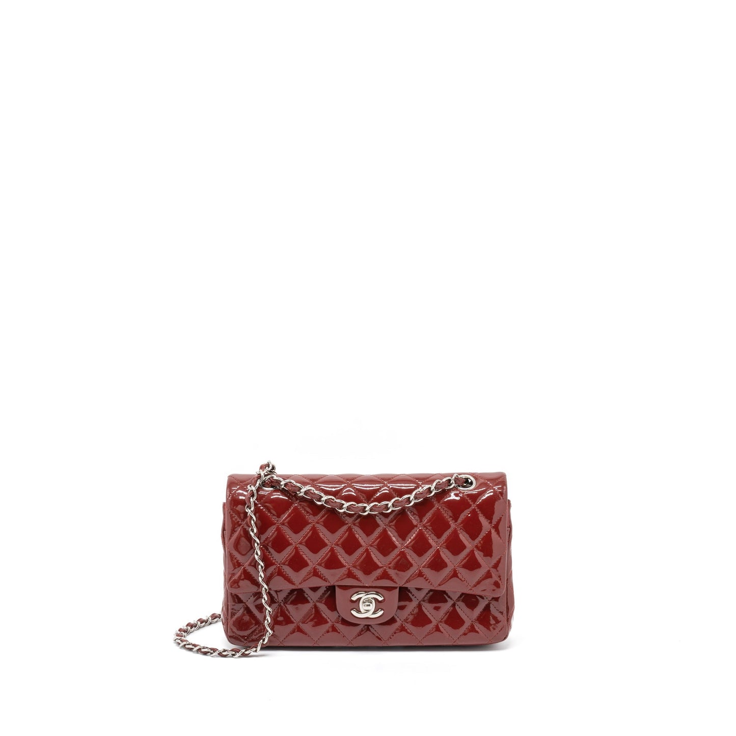 Chanel Medium Classic Double Flap Bag Patent Red SHW